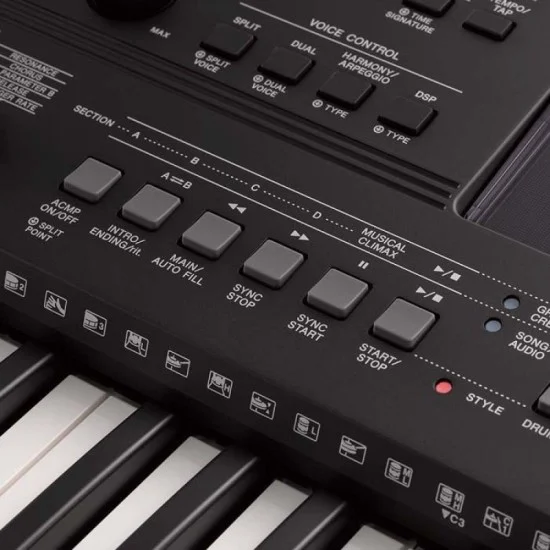 Yamaha (PSR-E463) Portable Keyboard With 61 Keys Piano – Black
